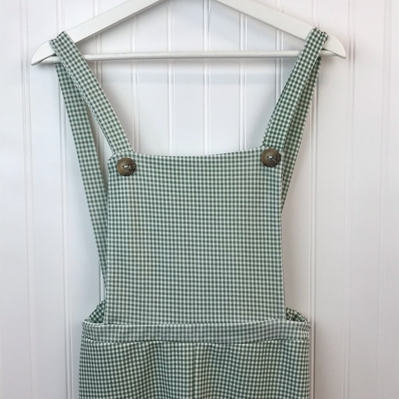 Nasty Gal Green Gingham Romper Shorts Sz 4 - Picture 6 of 13